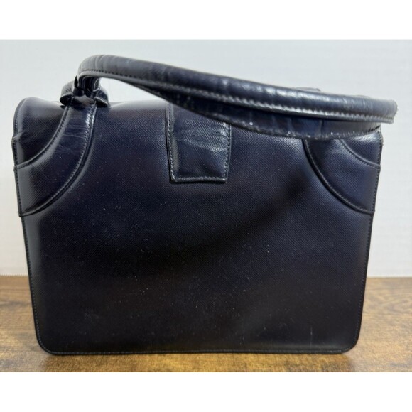 Vintage Bienen Davis Navy Accordian Style Handbag - Picture 3 of 16